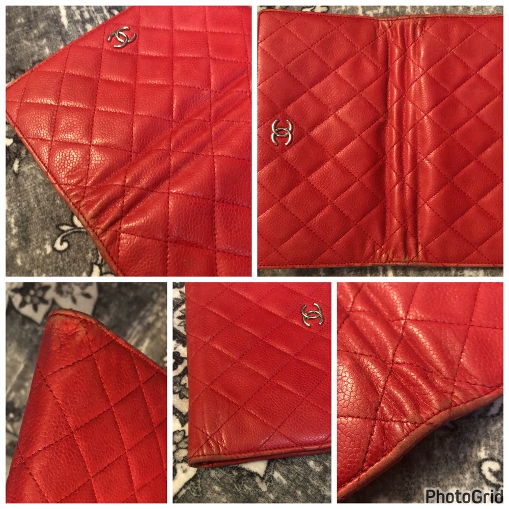 AUTHENTIC CHANEL Quilted Red Caviar Leather Interlocking CC Classic Long Wallet - Picture 8 of 16